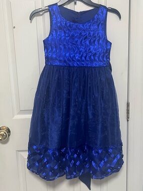 Girls' Royal Blue Party Dress - Sleeveless Special Occasion